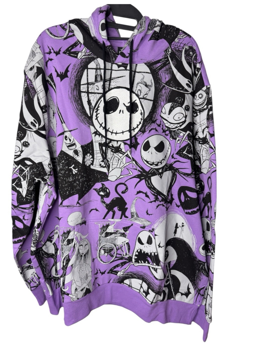 Disney Nightmare Before Christmas Hoodie Jack Skellington All Over Print Sz 2XL